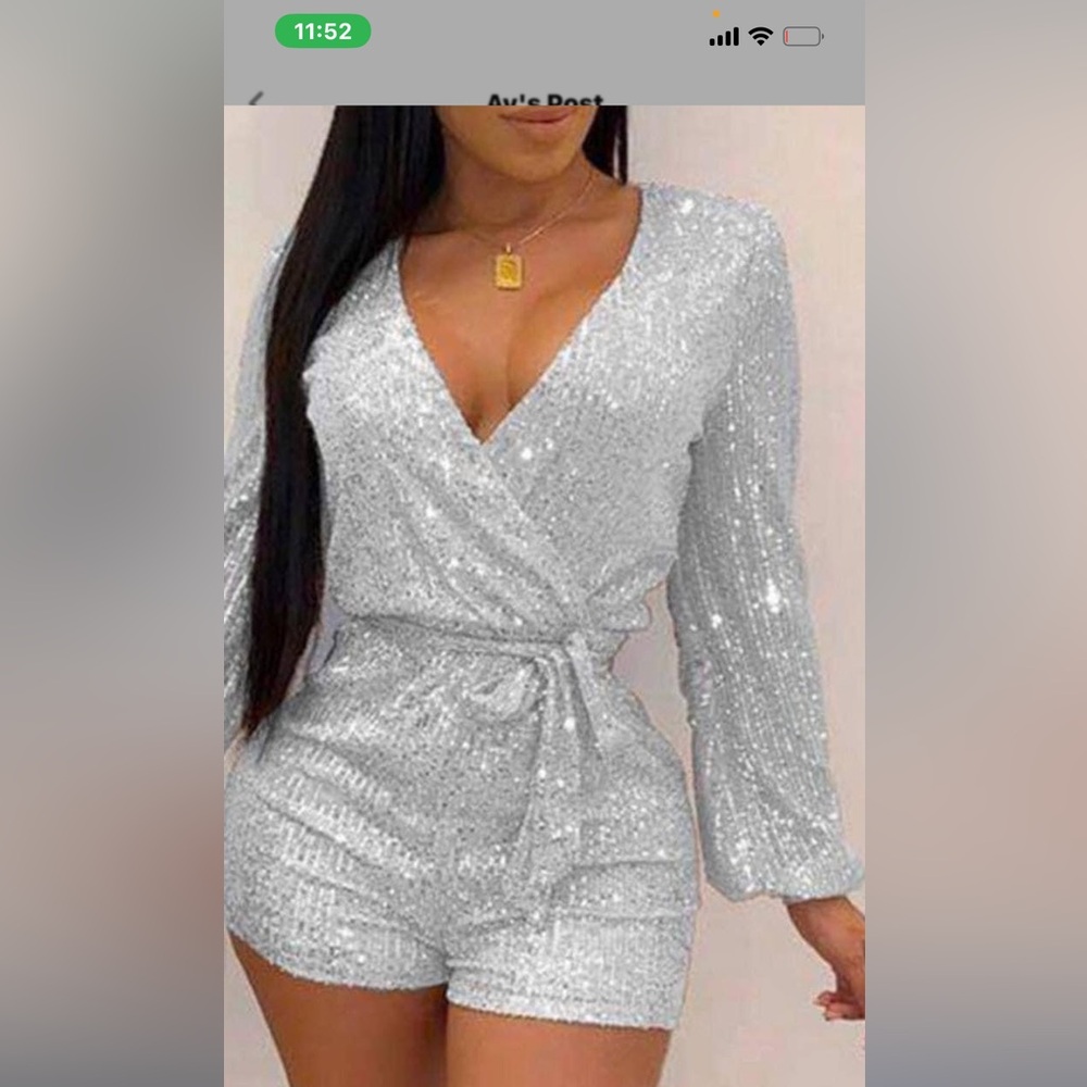 Silver Sequin Wrap Romper new !!!